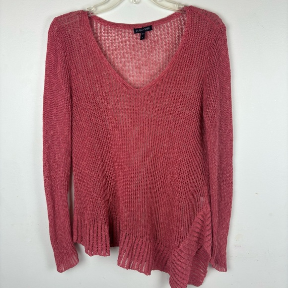 Eileen Fisher knit linen-blend sweater w/V-neck and asymmetrical hem-Woman’s S - Picture 2 of 12